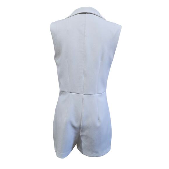 Zara White Blazer Style Romper Sleeveless Button Front Size S - Picture 3 of 5